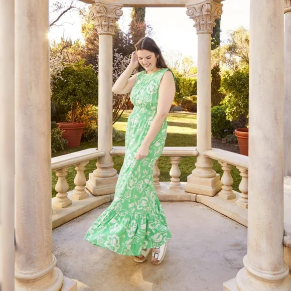 Draper James Dresses | Draper James Rsvp Sleeveless Floral Maxi Dress - Green/White Sz: Xl | Color: Green/White | Size: Xl | Workaholicanon's Closet Draper James Dresses | Draper James Rsvp Sleeveless Floral Maxi Dress - Green/White Sz: Xl | Color: Green/White | Size: Xl | Workaholicanon's Closet
